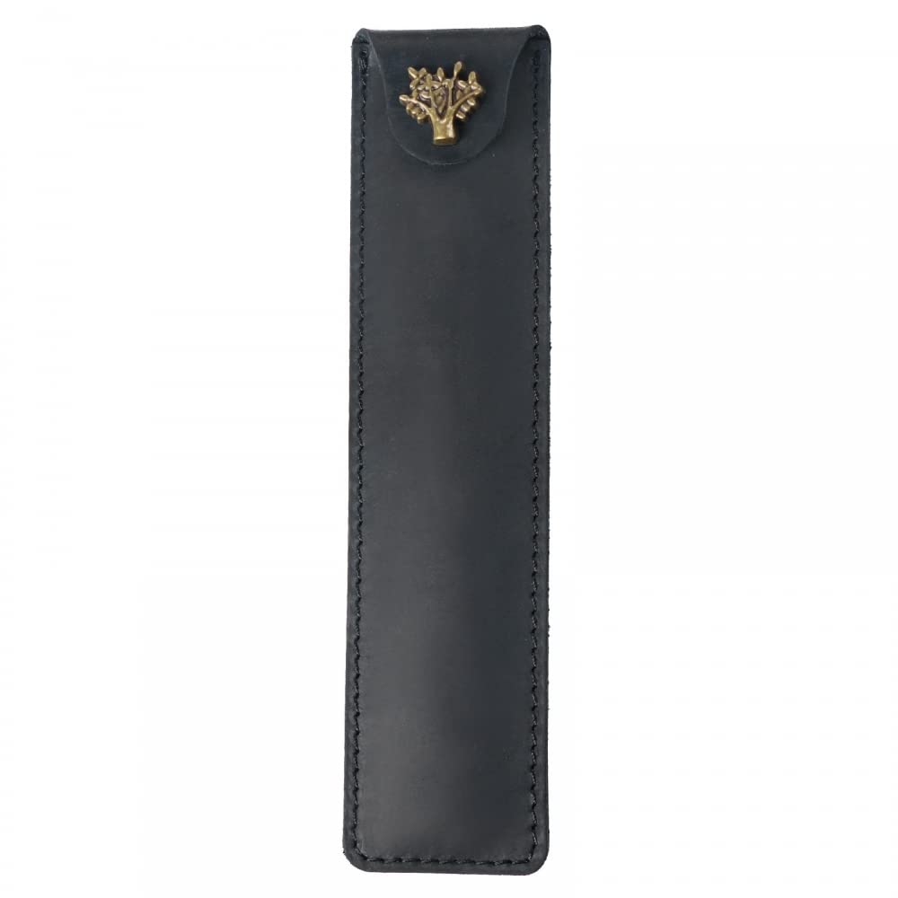 Leather Single Pen Cover, Retro Fountain Pen Pouch for Office, Black