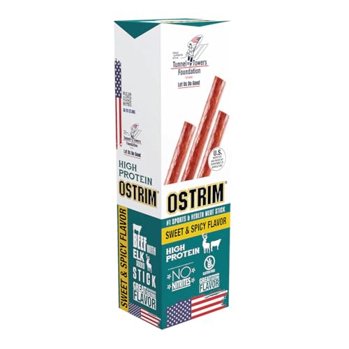 Ostrim Grass-Fed Beef & Elk Jerky Snack Sticks-Sweet & Spicy Flavor, 1.5 oz (Pack of 10)