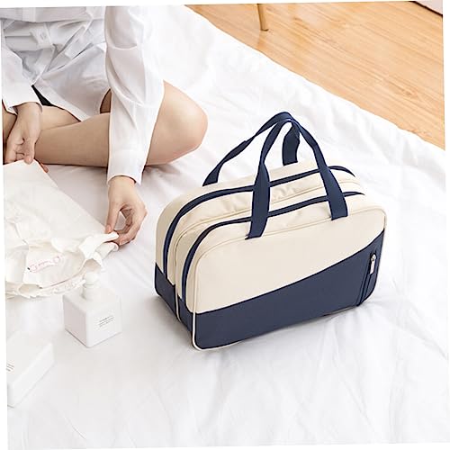 PartyKindom Large Capacity Sports Bag Versatile Gym Swim Tote Dark Blue Creamy White for Pe Kits Travel Essentials and Beach Gear Durable Wet Compartment4