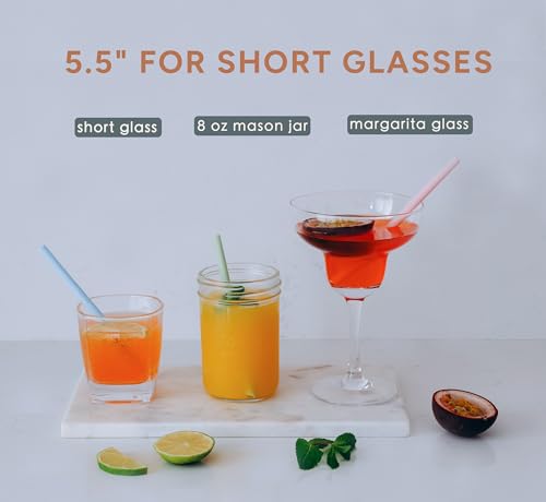 Tegion Short Replacement Reusable Toddlers& Kids Silicone Straws for The First Years Take & Toss Spill Proof Straw Cup and Wine Tumbler, Cocktail Straws,Coffee Mugs Pinch Test Passed