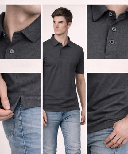 Image of AWG ALL WEATHER GEAR Men's Cotton Blend Polo T-Shirt | Plain Regular Fit | Soft Breathable Fabric | Casual & Formal Wear | Half Sleeve | Collared T-Shirt | Mens Tshirts | Tees for Man