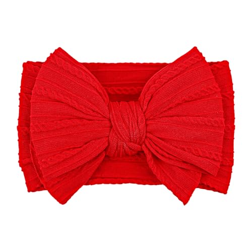 LemonSpace Handmade Red Baby Girls Bows Soft Stretchy Nylon Hair Bands Hair Accessories Baby headbands with Bows for Newborn Baby Girls Infant Toddlers Kids(Red)
