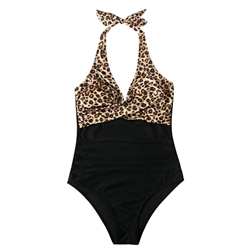 Image of SUUKSESS Women Sexy Tummy Control One Piece Swimsuits Halter Push Up Bathing Suits