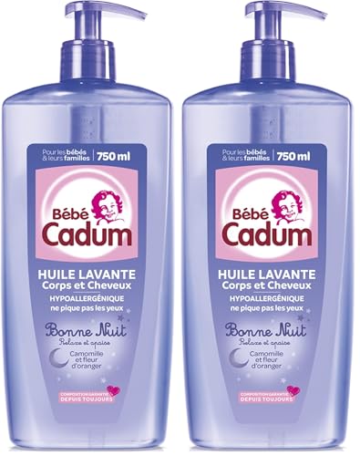 Cadum Apaisant,Douceur,Hypoallergénique,Nettoyage,Nourrissant Bébé Huile Lavante Corps et Cheveux (lot de 2)