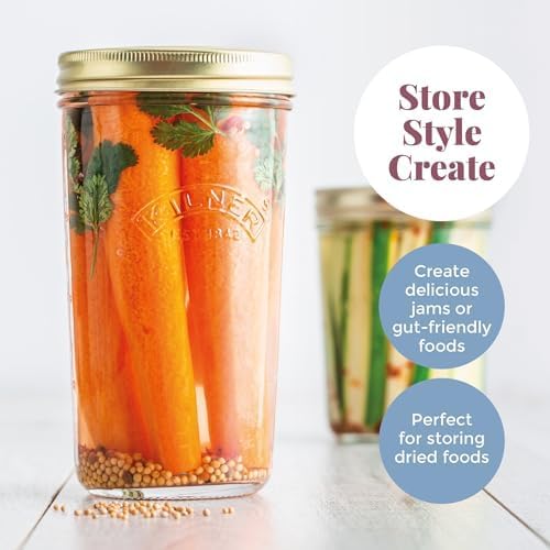 Image of Kilner Premium 2 x 1 Litre Glass Borosilicate Wide Mouth Preserve Jar | Reusable, Eco-Friendly Food Storage Container for Preserving and Storing