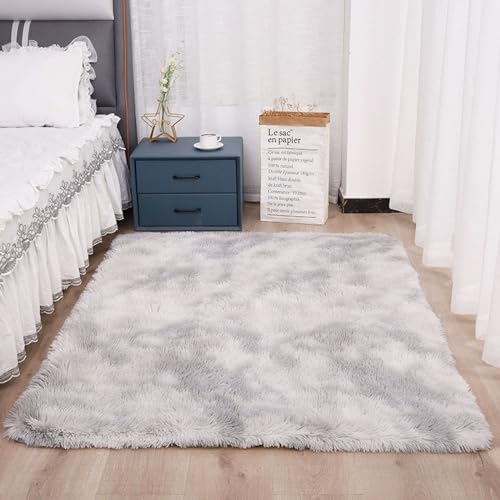 WinarA Rug Soft And Comfortable Gradient Silk Wool Polyester Rugs Skinfriendly And Soft Carpets Living Room Bedside Bedroom Tie Dye Print-E-80×160cm