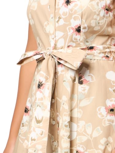 Image of Tommy Hilfiger Women's Sleeveless Collared Button Front Tie Waist Midi Shirt Dress