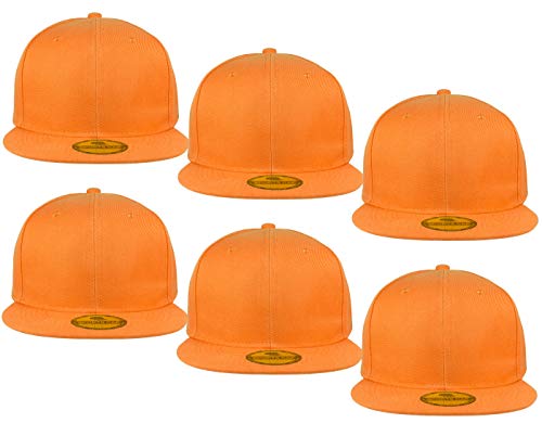 Image of Gelante Plain Blank Flat Brim Adjustable Snapback Baseball Caps LOT 6 Pack