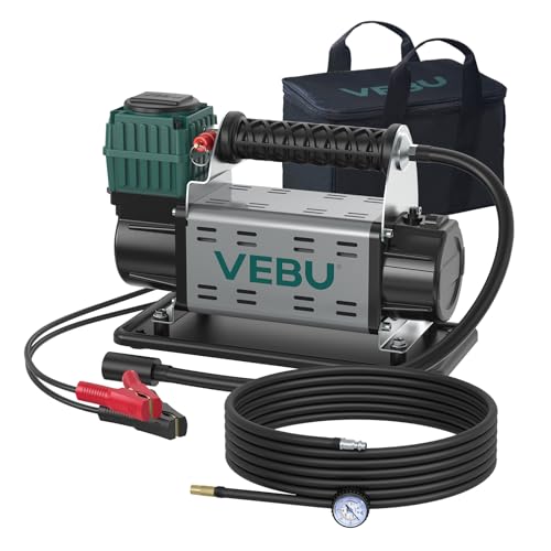 Image of 12V Air Compressor, 125PSI Tire Inflator with In-line Pressure Gauge, 5.65CFM Fast Inflation for Off-road Vehicles, Trucks, SUVs, RVs, ATVs, DC Power, Corded Electric