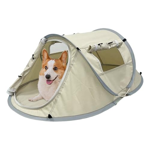 ペットテント 携帯 折りたたみ式 | UVカット ペットシェルター | ポップアップ防水テント 犬と猫用 芝生 庭 バルコニー 旅行 キャンプ 室内 ピクニック 屋外