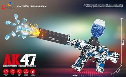 Image of Electric Gel Ball Blaster Toy Gun for Kids | Splatter Ball Gun with Water Gel Beads, Smoke & Lights | Automatic Shooting Toy Outdoor Game for Boys | Best Gift for Children