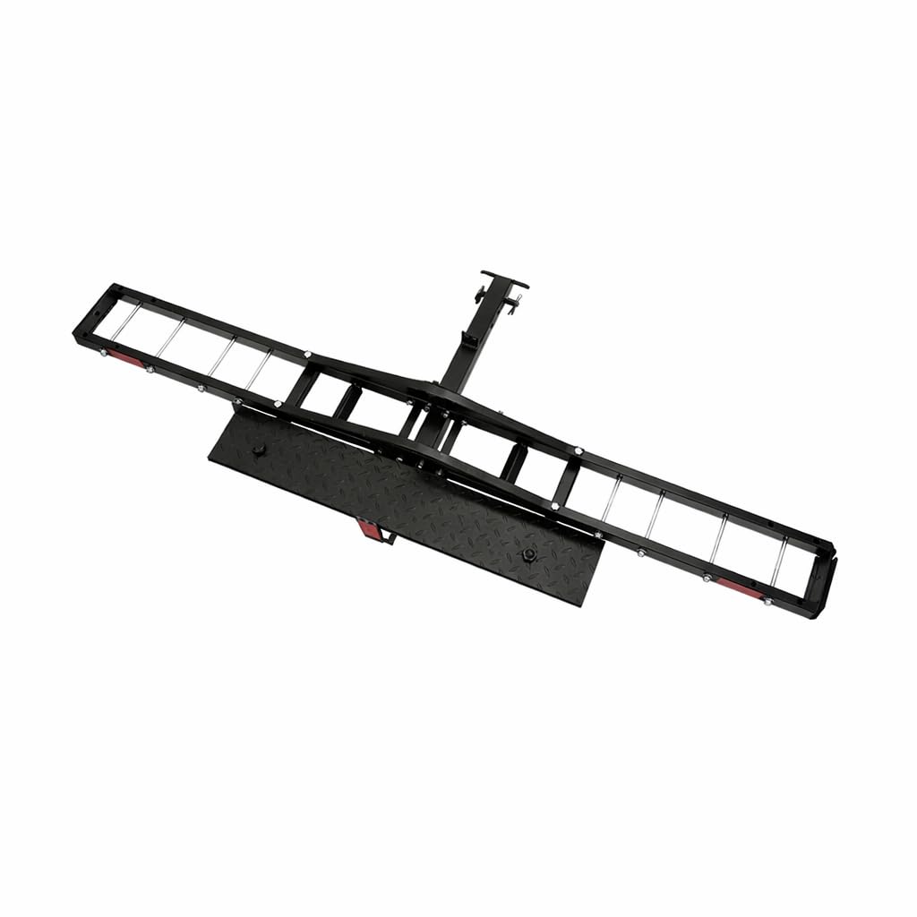 Garvee Portamotos para Enganche de Remolque 227 kg (500 lbs), Soporte de Acero al Carbono para Moto con Rampa de Carga Plegable y Estabilizador Antibalanceo, Compatible con Receptor de 5 cm, Negro