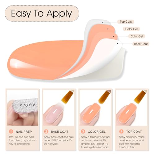 Image of CANNI 9ml Pastel Pink Orange Gel Nail Polish High Gloss UV LED Soak Off Gel