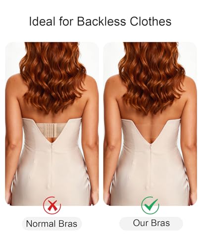 Image of YANDW Strapless Lightly Padded Full Figured Coverage Bra Clear Back Multiway Invisible Straps Backless Brassiere for Women