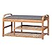 NA Eingangsbereich Sitzbank mit 2-stöckige Schuhregal, Bambusholz Schuhbank mit Sitzkissen für Wohnzimmer, Schuhbank für Garderobe, 100x33x50 cm