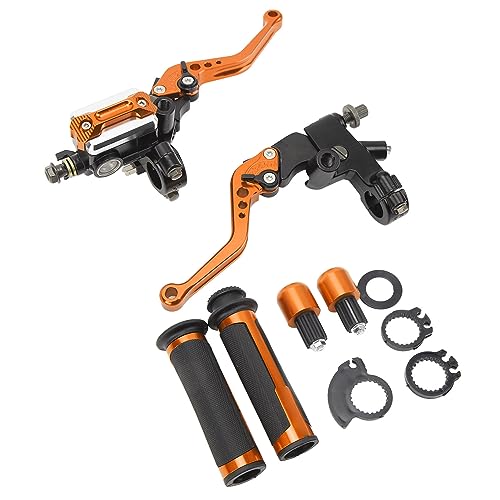 EBTOOLS 2PCS Levier de Frein à Moto en Aluminium Premium pour 22 Mm - Idéal pour le Scooter, le Vélo de Sport et le VTT - Installation Facile, or (ORANGE)
