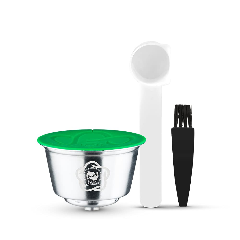 New Lid Stainless Steel Refillable Dolce Gusto Coffee Capsules Crema Reusable Coffee Pods Metal Permanent Coffee Holder Compatible for Nescafe Dolce Gusto (capsule in silver)