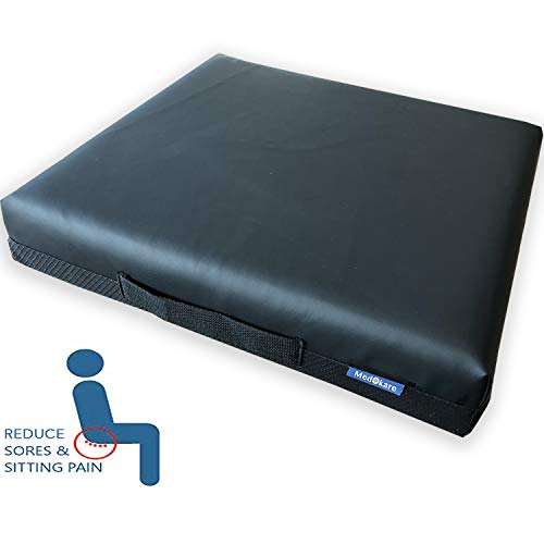 Medokare Gel Memory Foam Seat Cushion - MaxCool Gel Infused Cool Seat Cushion, Car Cushion for Pressure Ulcers, Perfect for Office Chair and Wheelchair, Waterproof Cover, Coccyx Back Pain Relief Aid