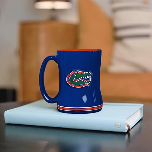 Image of Logo Brands NCAA Florida Gators 14oz Ceramic Relief Coffee Mug - Officially Licensed Mug, Sculpted 3D Logo and Team Colors - Comfortable Handle and Glossy Finish for College Sports Fans