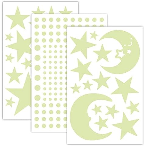 240Pcs Stars Wall Stickers Moon Wall Stickers Glow in The Dark Stickers Realistic Glowing Stars for Ceiling and Wall Decals Cover