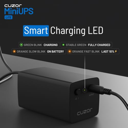 Image of Cuzor Mini UPS Lite 12V Router UPS up to 2A | Up to 4 Hours Backup | WiFi UPS Power Backup During Power cuts | 2x2600 mAh | Mini ups for Router