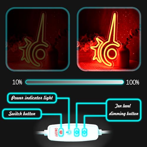 Image of Gaming Red Mage Neon Sign for Wall Decor, Size 13.7 inch x 9 inch, Line Length 75 inch, Dimmable, USB Powered, Red, Neon Light for Bedroom, Game Room, Cave Man, Birthday Decorations