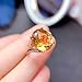 925 Sterling Silver Ladies Plate Princess Cut Cubic Zirconia Citrine Ring Fashion Citrine Gold Plated Gemstone Ring Open Adjustable Ring Engagement Wedding Ring CZC726 (adjustable opening)