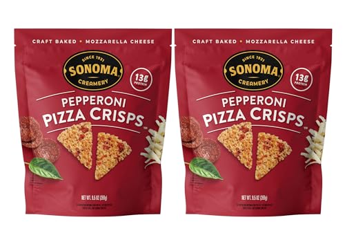 Sonoma Creamery - Pizza Crisps, Pepperoni, 9.5 Oz (2 Count) | Savory Snack Cracker | High Protein | Low Carb | Gluten Free | Wheat Free |Keto Friendly