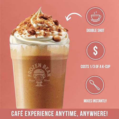 Image of The Frozen Bean Hazelnut Latte Coffee Frappe & Latte Instant Mix (10 Sticks), Made with Arabica Coffee, Double Shot Caffeine, Low Sugar & Premium Ingredients, Hot, Iced