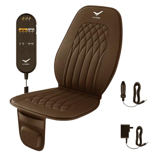PHONECARE Vehicle Seat Air Massage Cover. Tailored for Long-Distance Drivers for Long commutes. 11 Air Cells Dynamic Work for Back & Hip. Relax Muscles While Driving, Slim Comfy Design (Choco)