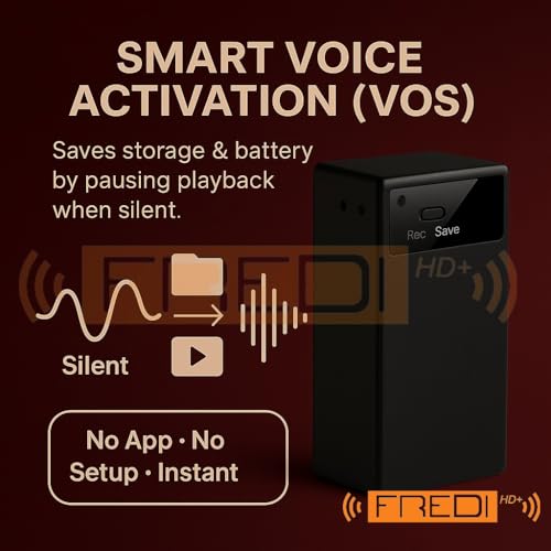 Image of FREDI HD PLUS 64GB Digital Voice Recorder with One-Key Slide Recording | Smart Sound Detection | Adjustable Noise Reduction | USB Rechargeable Audio Recorder for Lectures, Meetings, Classes