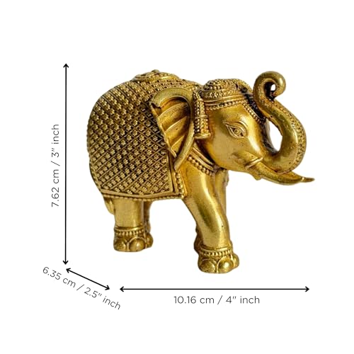 Image of eCraftIndia Brass Elephant Statue Decorative Showpiece for Home Decor Office Table | Gift for Diwali Housewarming Birthday