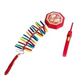 Pétard du Nouvel An lunaire – Décorations de pétard chinois à main avec son feu d'artifice électronique – Pendentif oriental rouge traditionnel – Décorations du Nouvel An chinois pour festival du