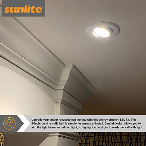 Sunlite 41279 Led 4-Inch Round Retrofit Gimbal Recessed Downlight With Medium Base Adapter (E26), 8 Watts (65W Equivalent), 30 Degree Tilt, Dimmable, Etl Listed, Color Tunable 27K-50K, 6-Pack #TOP4