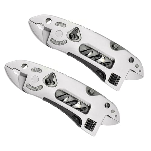 Healeved Alicates Multifuncionales de Bolsillo 2 Piezas Herramienta Multiusos para Exteriores y Camping Cortadores de Alambre y Llave Ajustable Compacta y Ligera para Senderismo y
