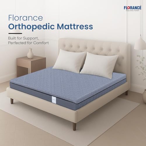 Image of Florance Orthopedic Mattress with 7 Zone Air Gel Memory Foam, Medium-Firm, Pressure Relief, Oeko Tex Certified Fabric, Zero Partner Disturbance, King Size Mattress, 12-Year Warranty, 78x72x5