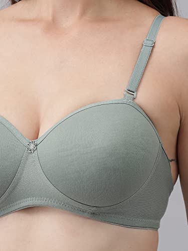 Image of Cotton Blend Light Padded Non Wired Full Coverage Bra and Panty Set Lingerie Set for Girls and Women
