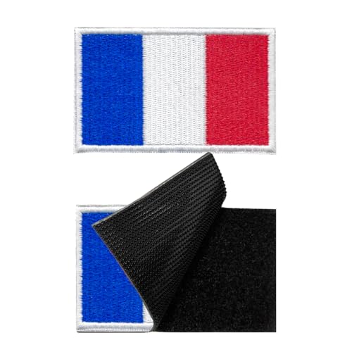SUCIKORIO Lot de 2 écusson à Coudre France Tissus Patch Autocollant Textile écusson Drapeau Français Ecusson Scratch Militaire Patchs Brodés Airsoft Patch...