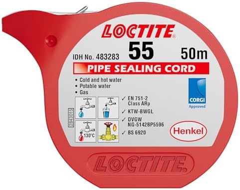 LOCTITE 55 Pipe Thread Sealant, Non-Curing Cord, White, 1x50m