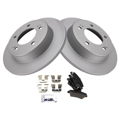 Image of TRQ Rear Brake Pad and Rotor Set Ceramic Coated Rotors Compatible with 2017-2020 Hyundai Elantra 2020-2022 Venue 2020-2022 Kia Soul