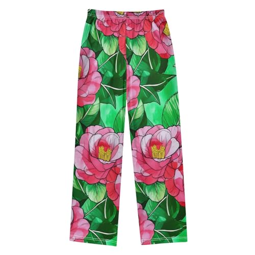 J JOYSAY Camellia Foliage Artwork Pajamas Pants Soft Long Pajama Bottoms Lounge Sleep Pants Size S-XL2