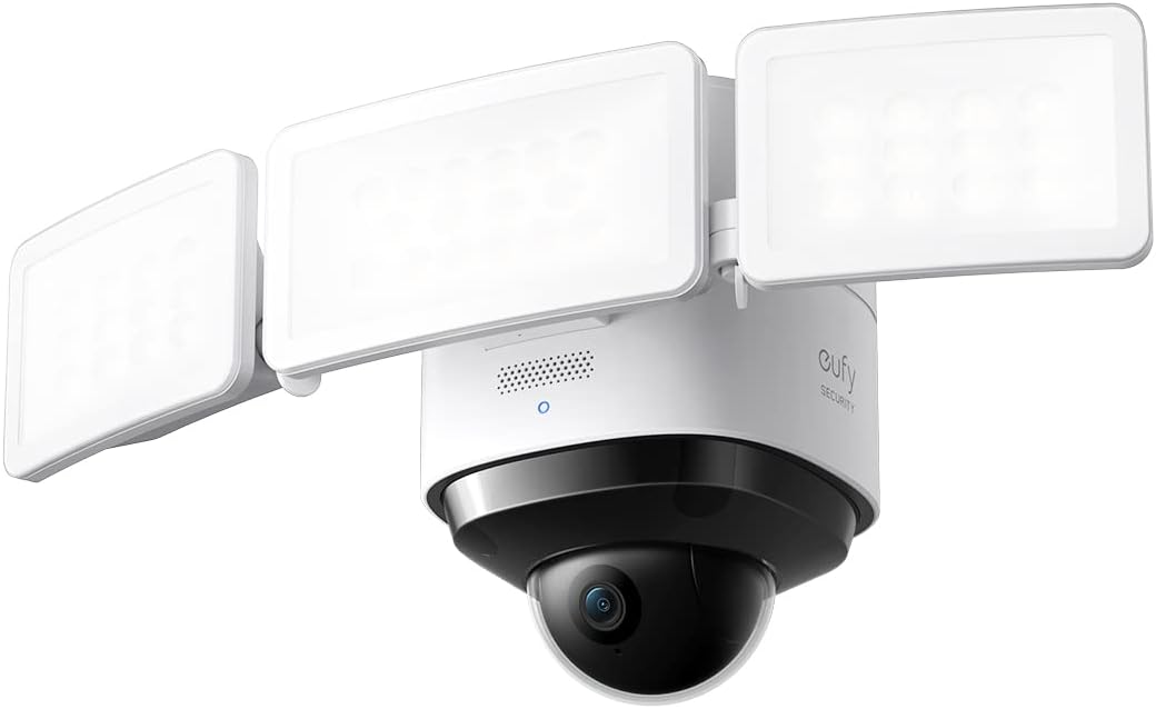 Floodlight Cam S330, 360-Degree Pan & Tilt Coverage, 2K Full HD, 3,000 Lumens, Weatherproof, On-Device AI Subject Lock and Tracking, No Monthly Fee, Hardwired
