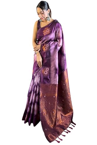 Image of SGF11 Women's Kanjivaram Pure Soft Silk Saree With Unstitched Blouse Piece
