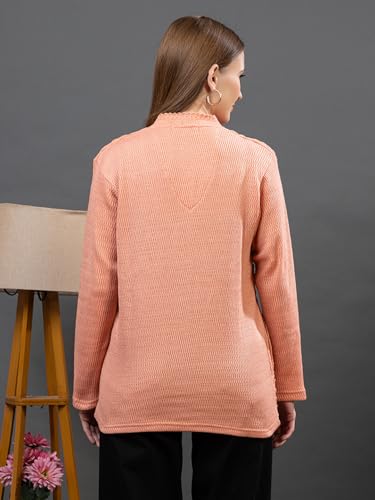 Image of Women's Winter Woolen Cardigan | Full Sleeve Textured Buttoned Sweater for Women | Soft Wool V-Neck Warm Knitted Outerwear for Office & Casual Wear