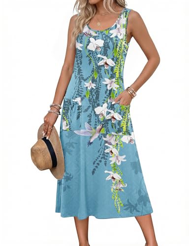 Zeagoo Women's Floral Dress Summer Casual Crew Neck...