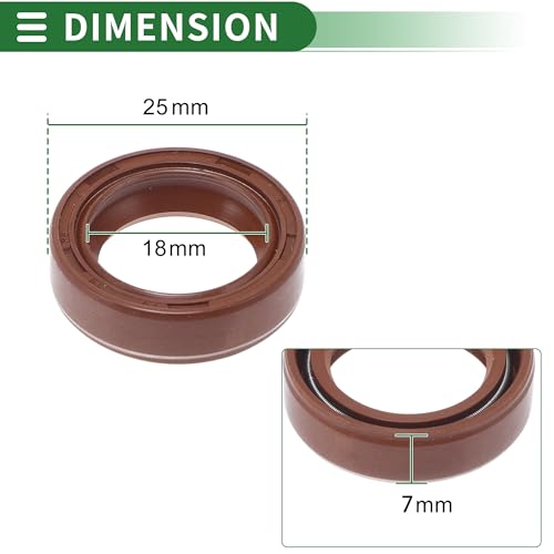 HEROFFIX Universelle Öldichtung TC Doppellippe mit Stahlfeder Dichtungsring Rotierende Wellendichtung 18x25x7mm Hochdruck FKM Gummi Braun 5 Stück