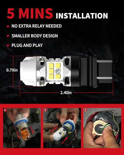 Image of LASFIT T3 3157 LED Bulb for Reverse lights Built In Resistor Canbus Ready 4114 3156 3057 4157 4057 3457 LED White Bulb for Backup Tail Parking Brake Daytime Running Light Side Marker Turn Signal(2pcs)