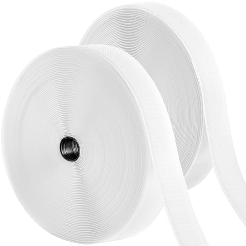 Image of ECOHomes (72 FT x 1 Inch) Strips with Adhesive for Fabric, White | No Sew, Stick On for Fabric, Sticky Back for Clothes, Curtains, Heavy Duty, Double Sided Hook and Loop Hem Tape Fasteners
