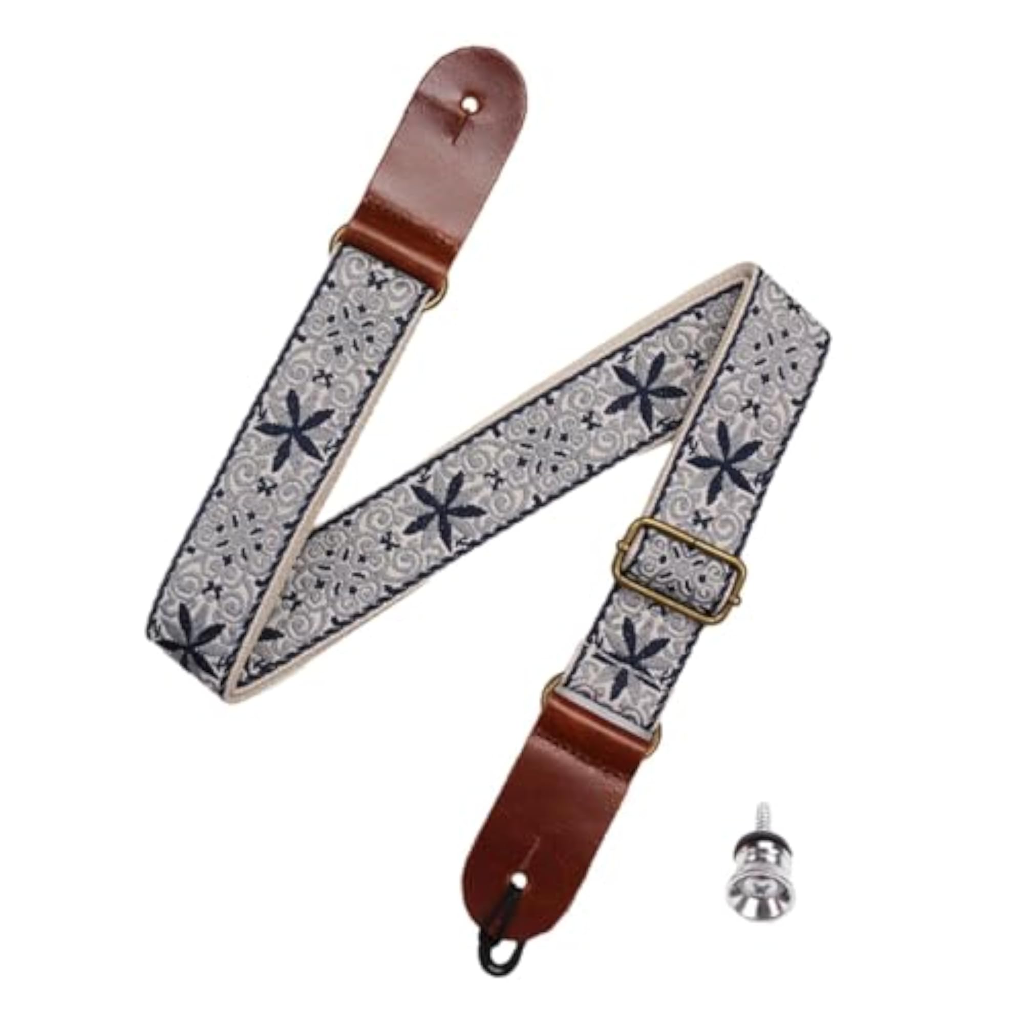 Music Embroidered Ukulele Strap, Blue