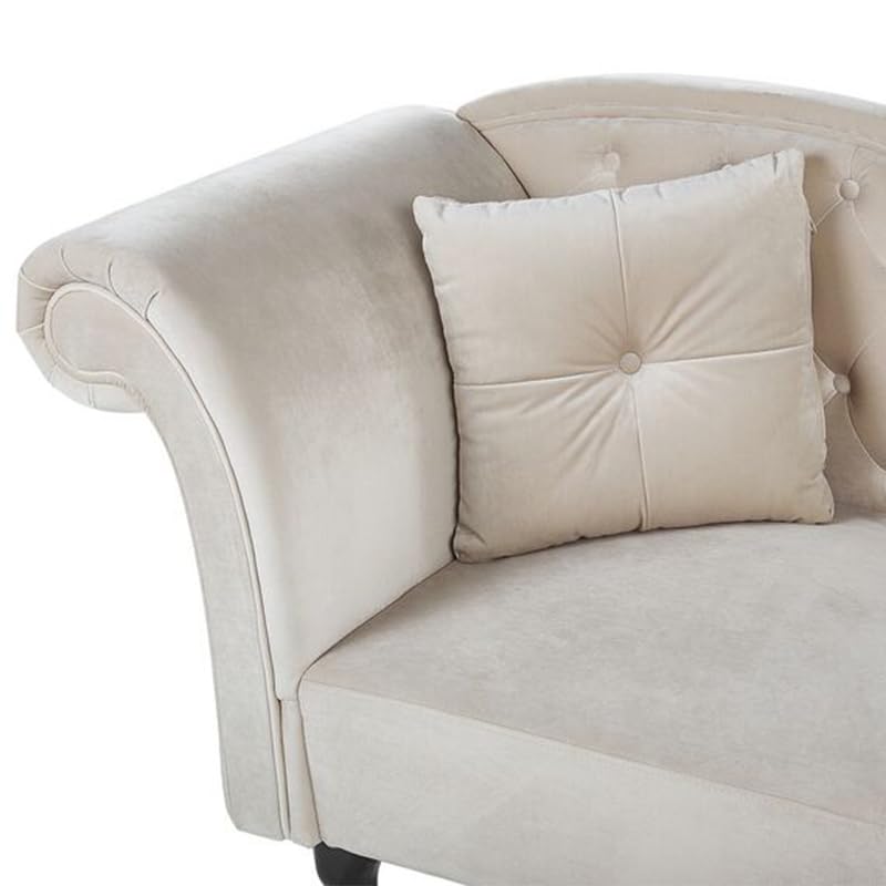 Image of Velvet Modern Chesterfield Chaise Lounge Couch 188 X 61 X 76 for Your Loving Space, (Beige, Standard)
